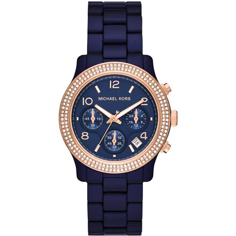 michael kors uhr runway gold dunkeblau|Michael Kors.